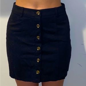 Forever 21 black suede button down skater mini skirt size S